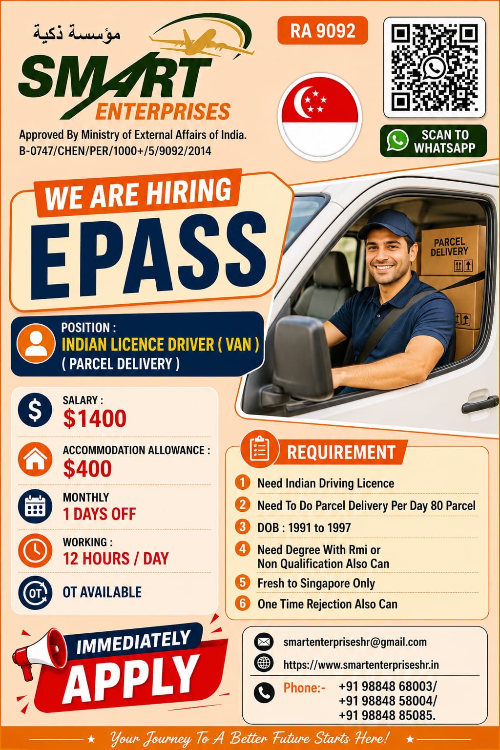 Indian Licence Driver (Van) – Parcel Delivery