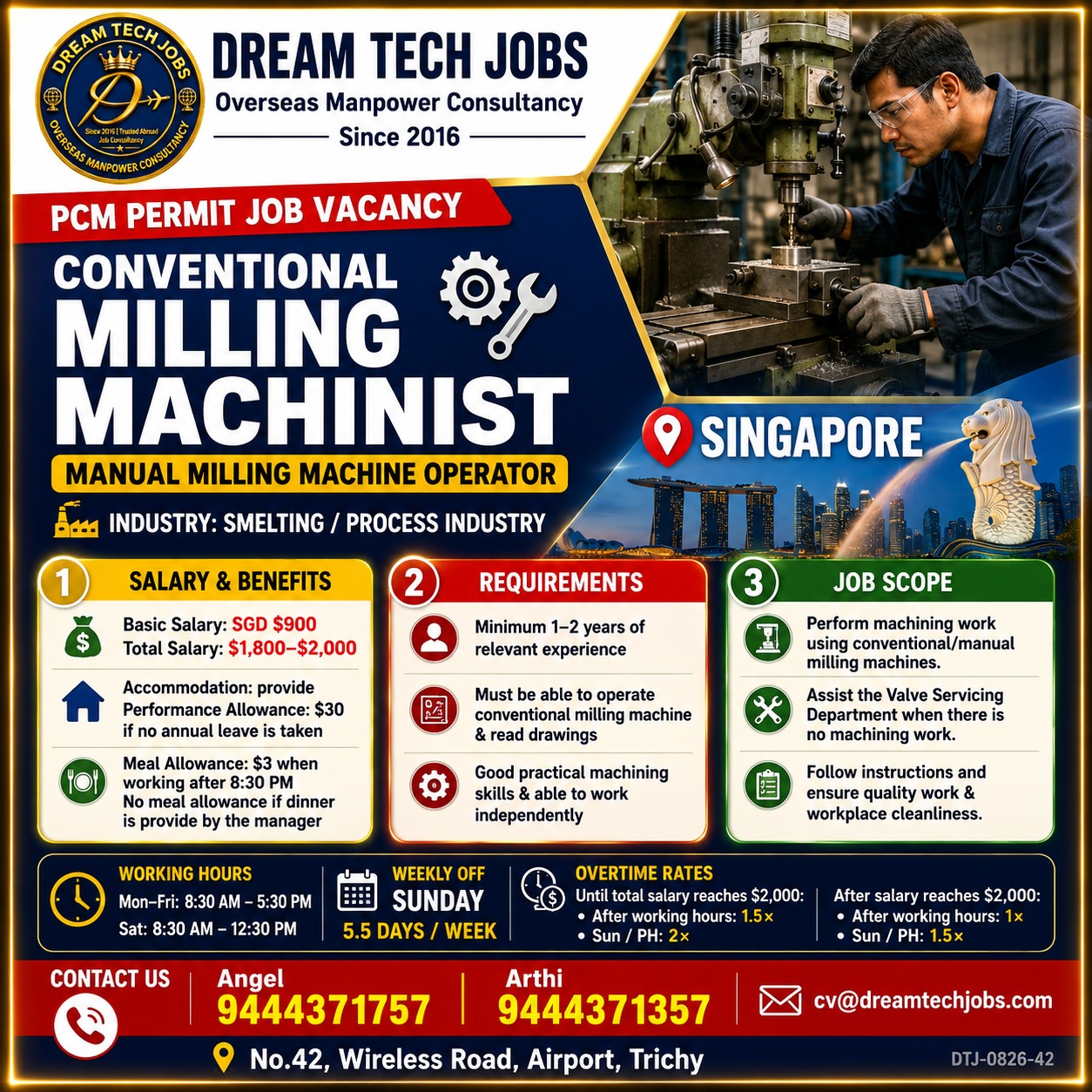 Conventional Milling Machinst / Manual Milling Machine Operator