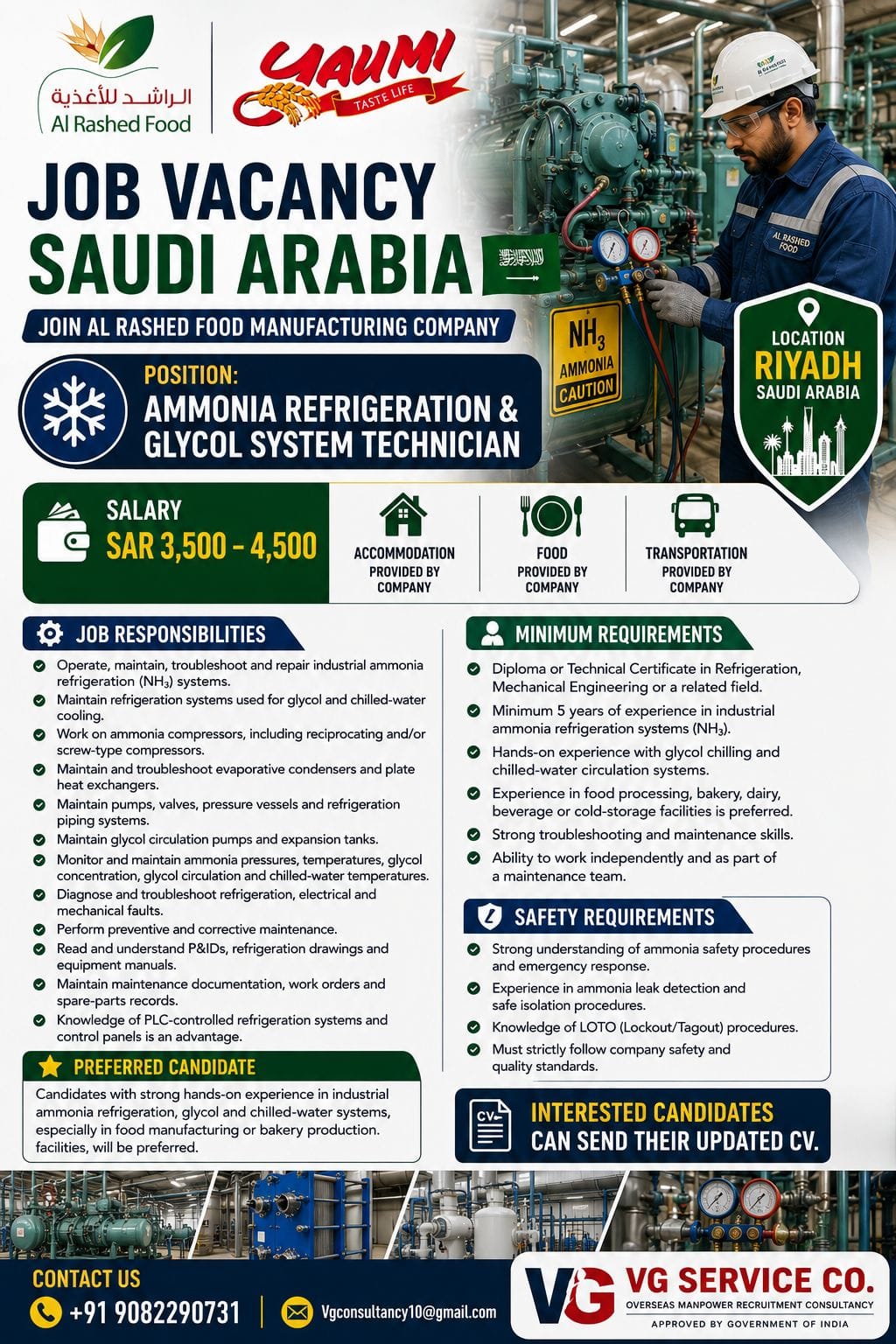 Ammonia Refrigeration & Glycol System Technician