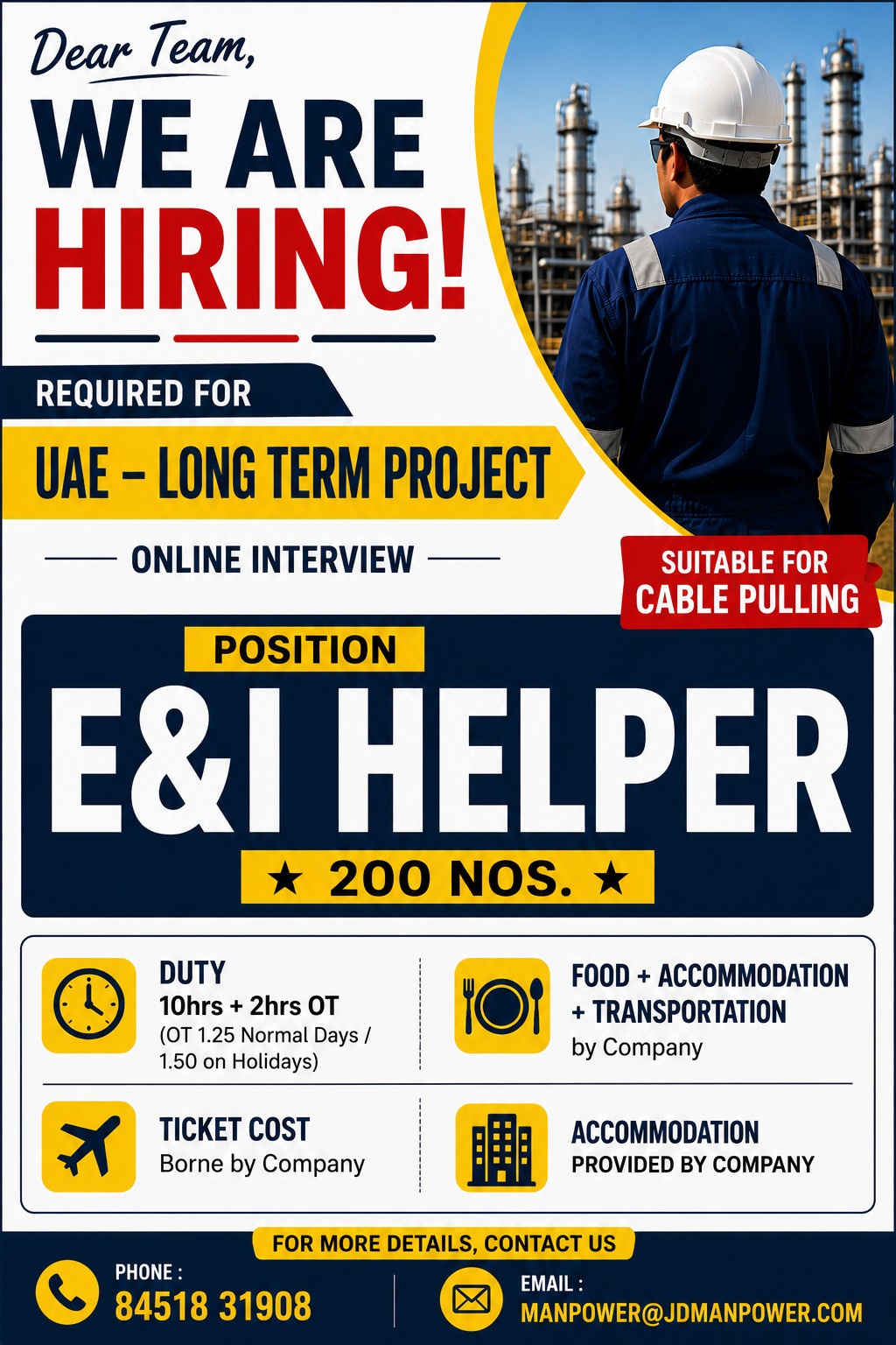 URGENT REQUIREMENT FOR UAE — JD Manpower Consultancy, UAE, UAE