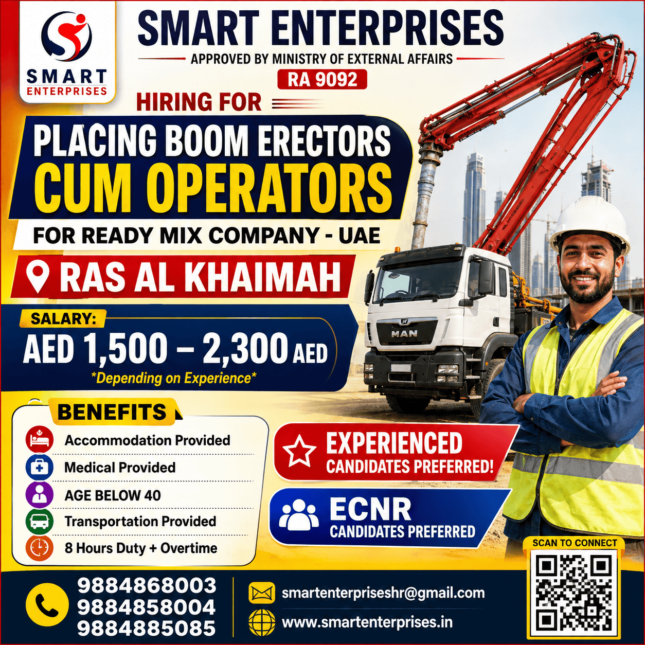 PLACING BOOM ERECTORS CUM OPERATORS
