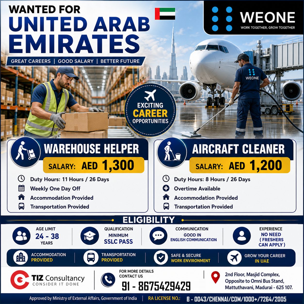 Warehouse Helper & Aircraft Cleaner - United Arab Emirates