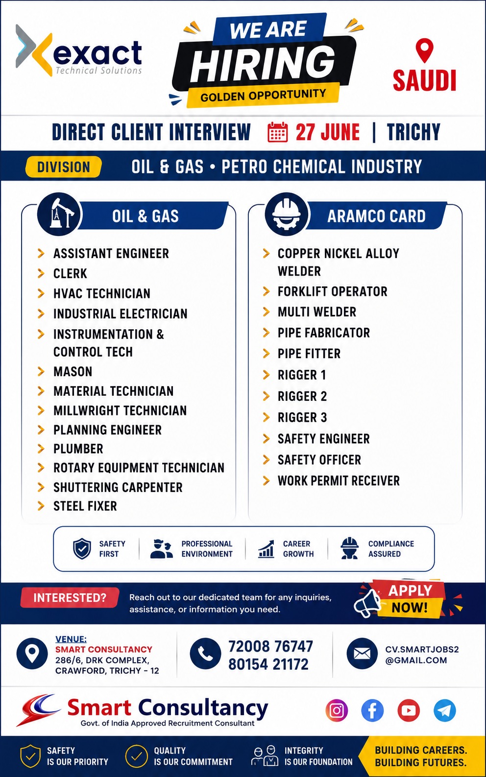 Saudi Arabia Oil & Gas Jobs 2026 | Direct Client Interview in Trichy!