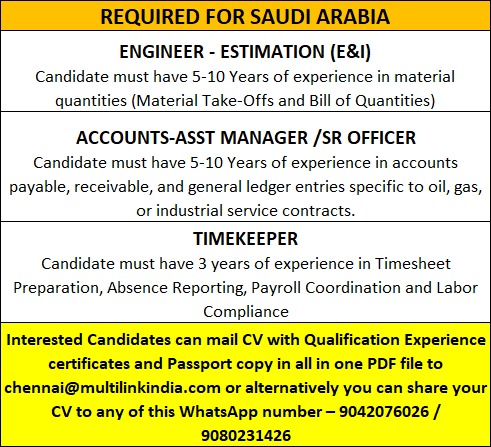 Saudi Arabia Job Positions