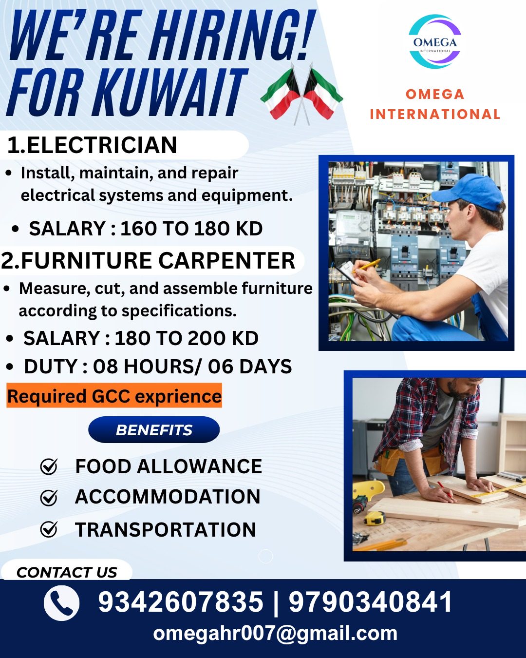 WE'RE HIRING FOR KUWAIT — OMEGA INTERNATIONAL HR SOLUTIONS, KUWAIT, KUWAIT