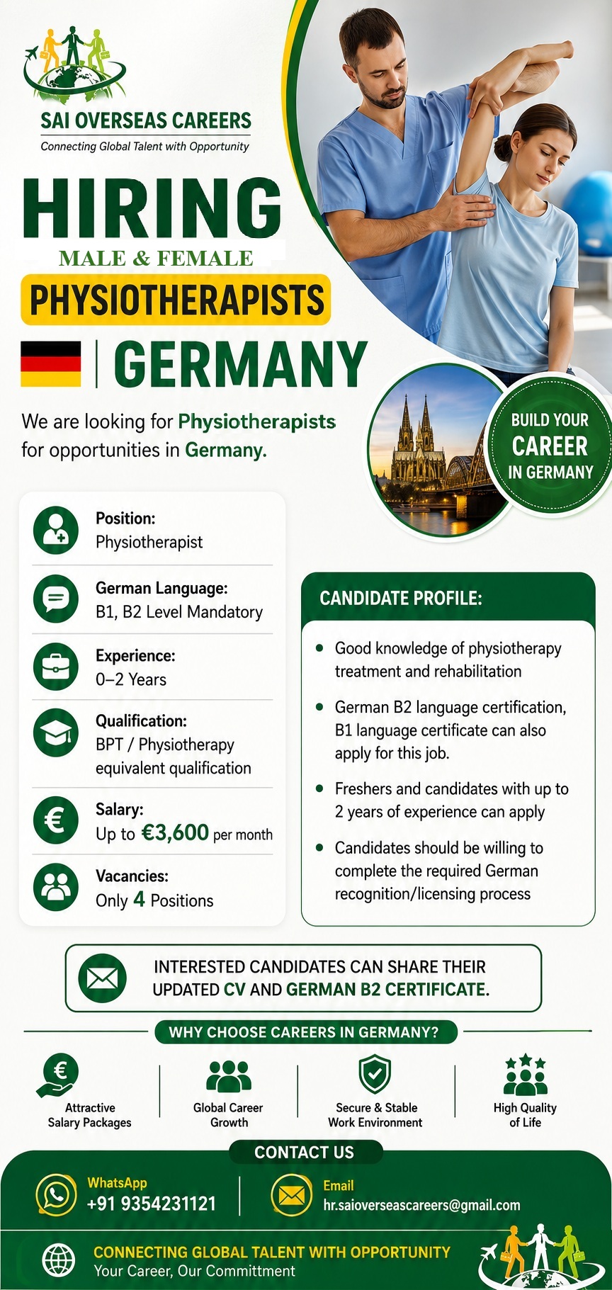 HIRING – PHYSIOTHERAPISTS | GERMANY — Sai Overseas Careers, Germany
