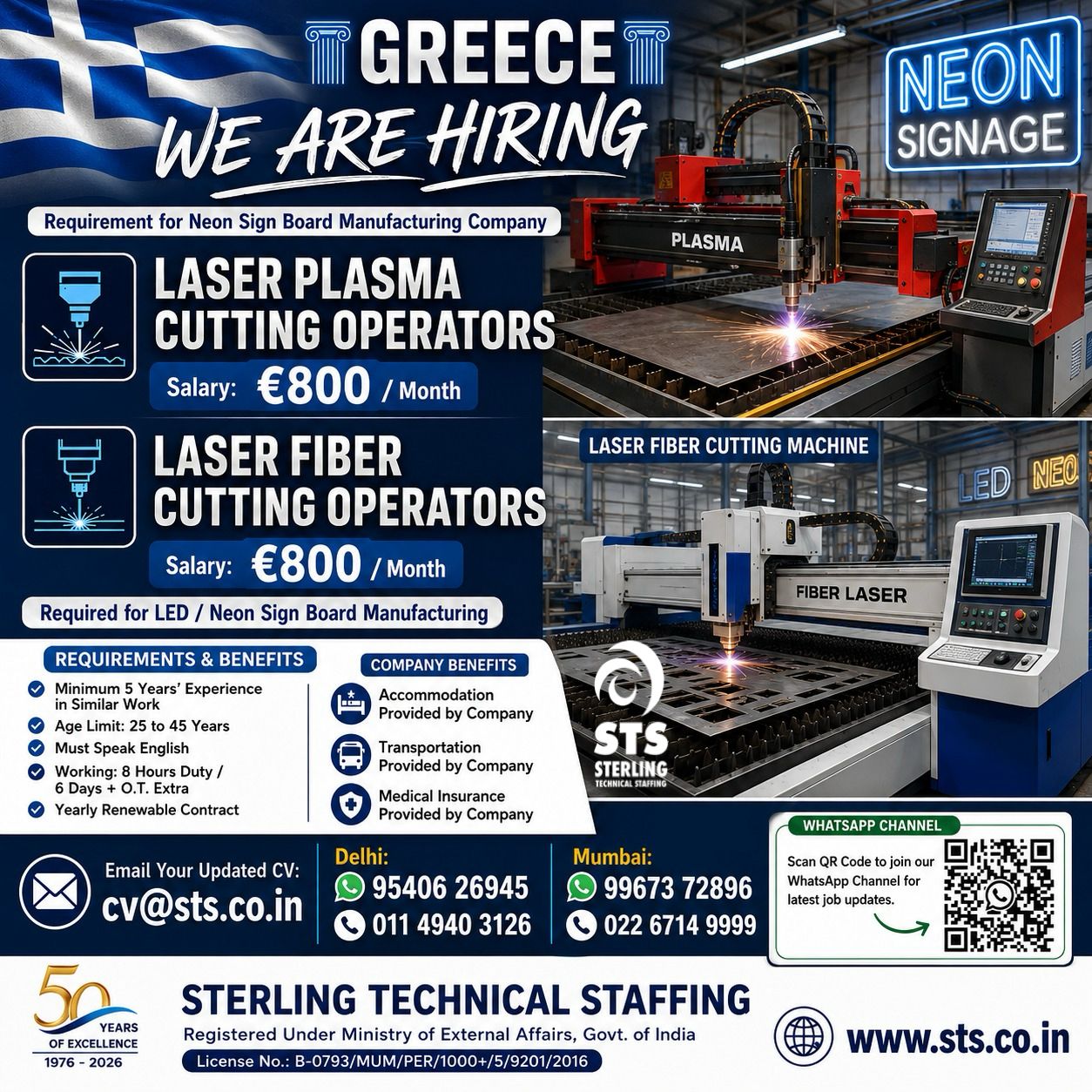 CUTTING OPERATOR — Sterling Technical Staffing, Mumbai, GREECE, GREECE