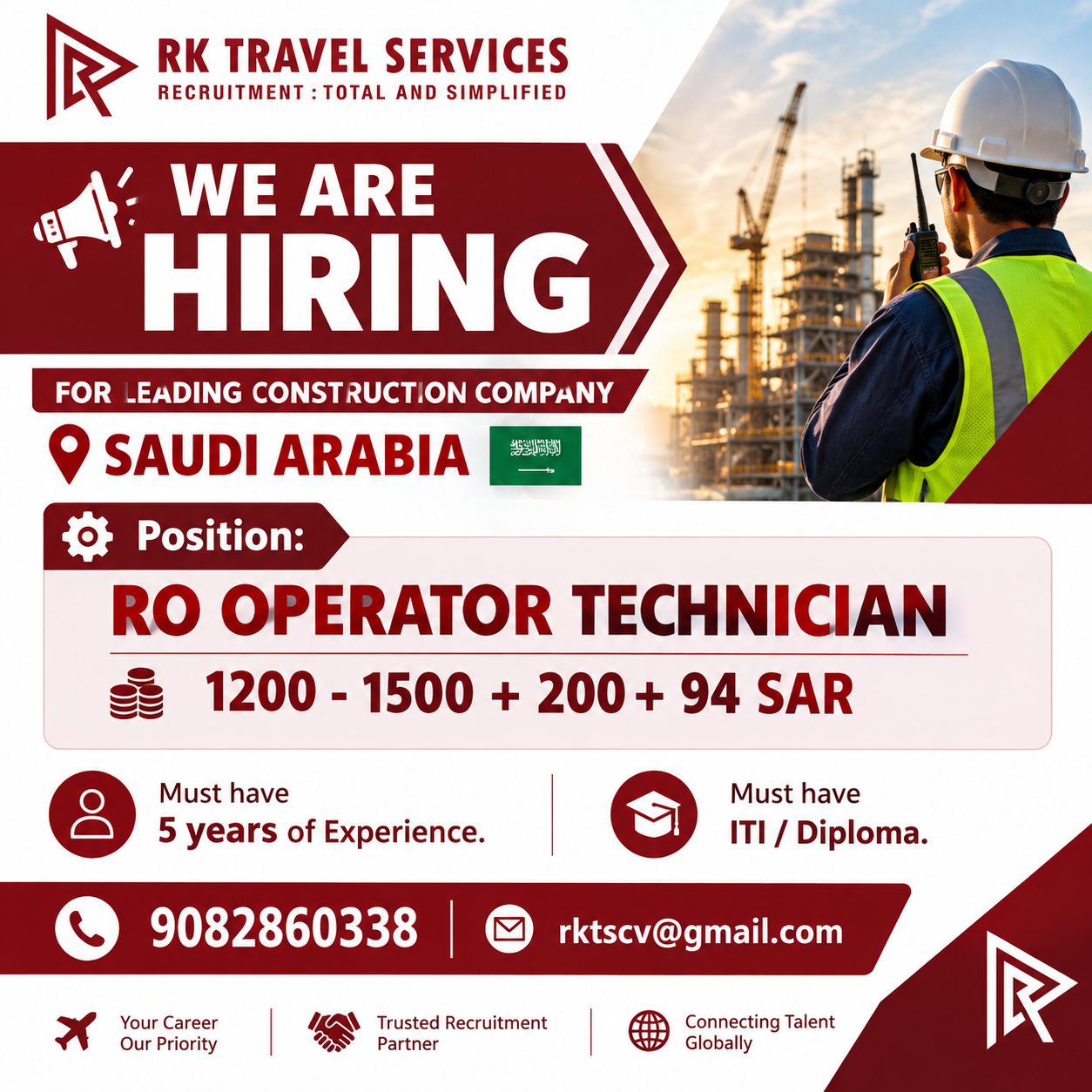 hiring experienced professionals for a leading Construction Company in Saudi Arabia.