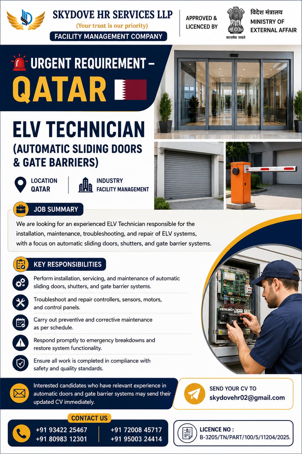 ELV Technician — SKY DOVE HR SERVICES LLP, Qatar, Qatar