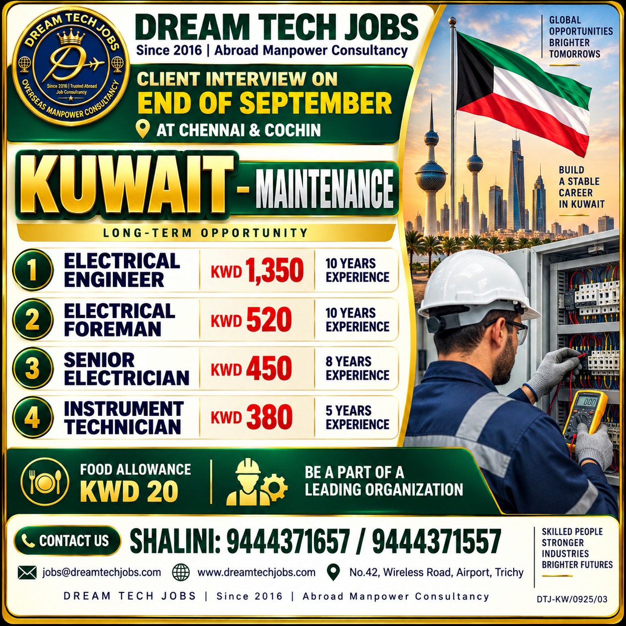 Kuwait - Maintenance — DREAM TECH JOBS -TRICHY, Kuwait