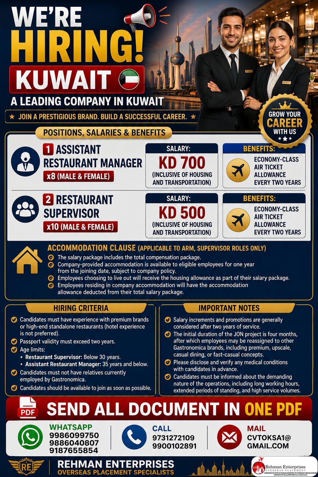 Restaurant Staff - Kuwait