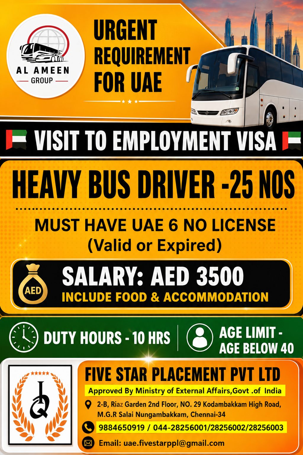 URGENT REQUIREMENT FOR UAE - HEAVY BUS DRIVER