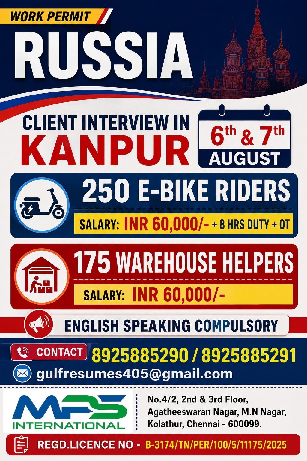 Work Permit Russia - Client Interview in Kanpur