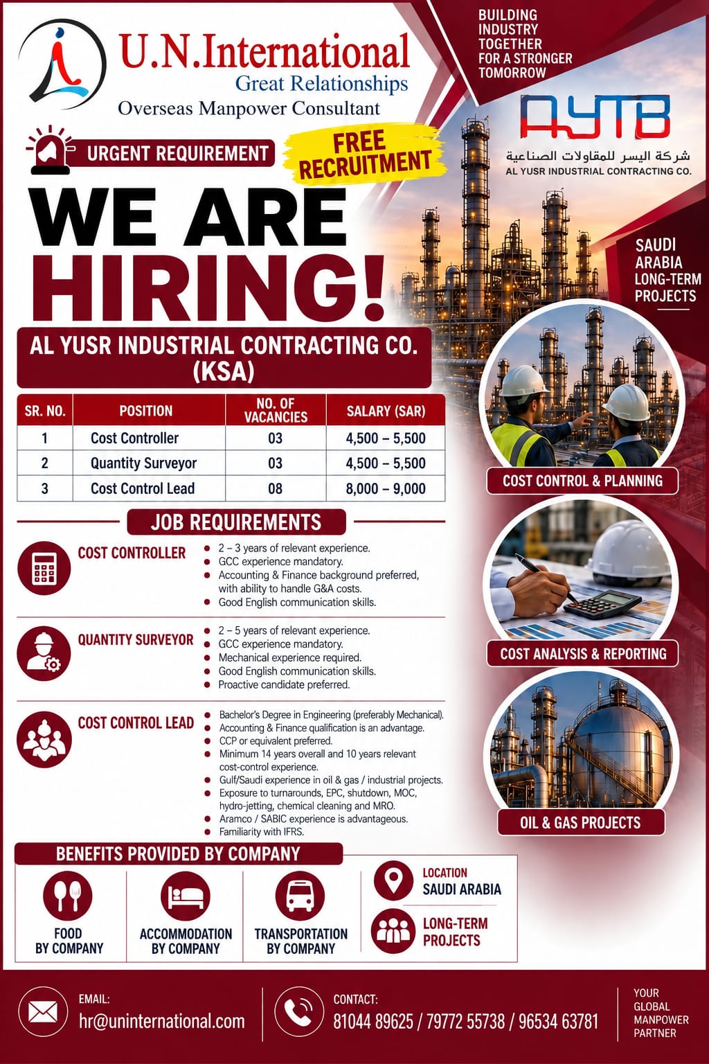 Urgent Requirement for KSA _ AYTB Company