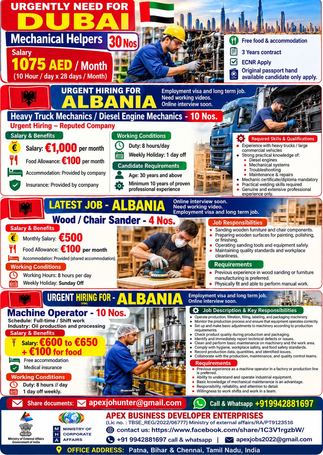 Multiple Job Positions - Dubai & Albania