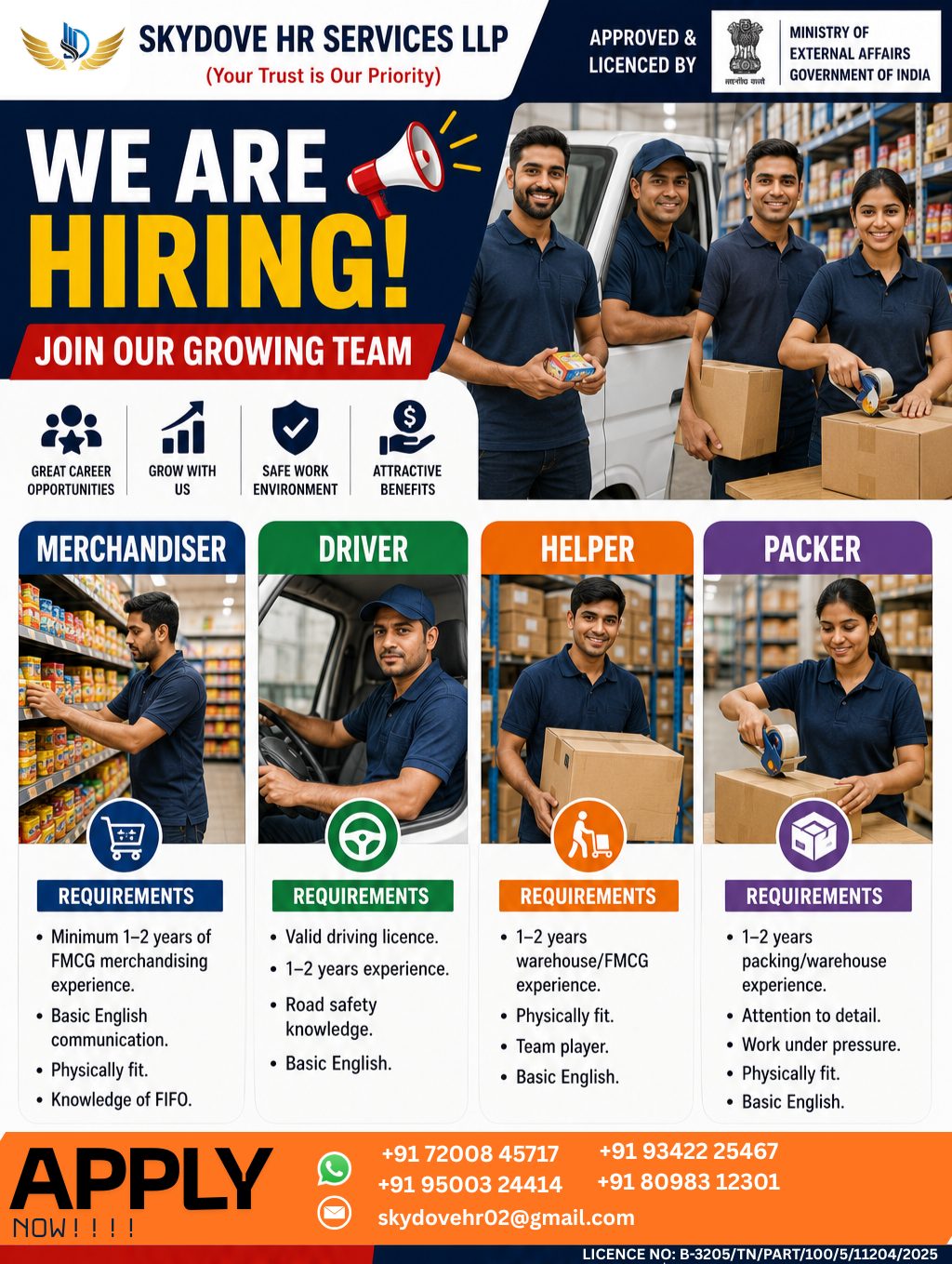 Warehouse & Logistics Staff — SKY DOVE HR SERVICES LLP, Qatar, Qatar