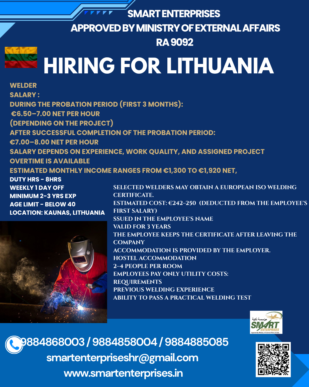 WELDER — smartenterpriseshr@gmail.com, Lithuania