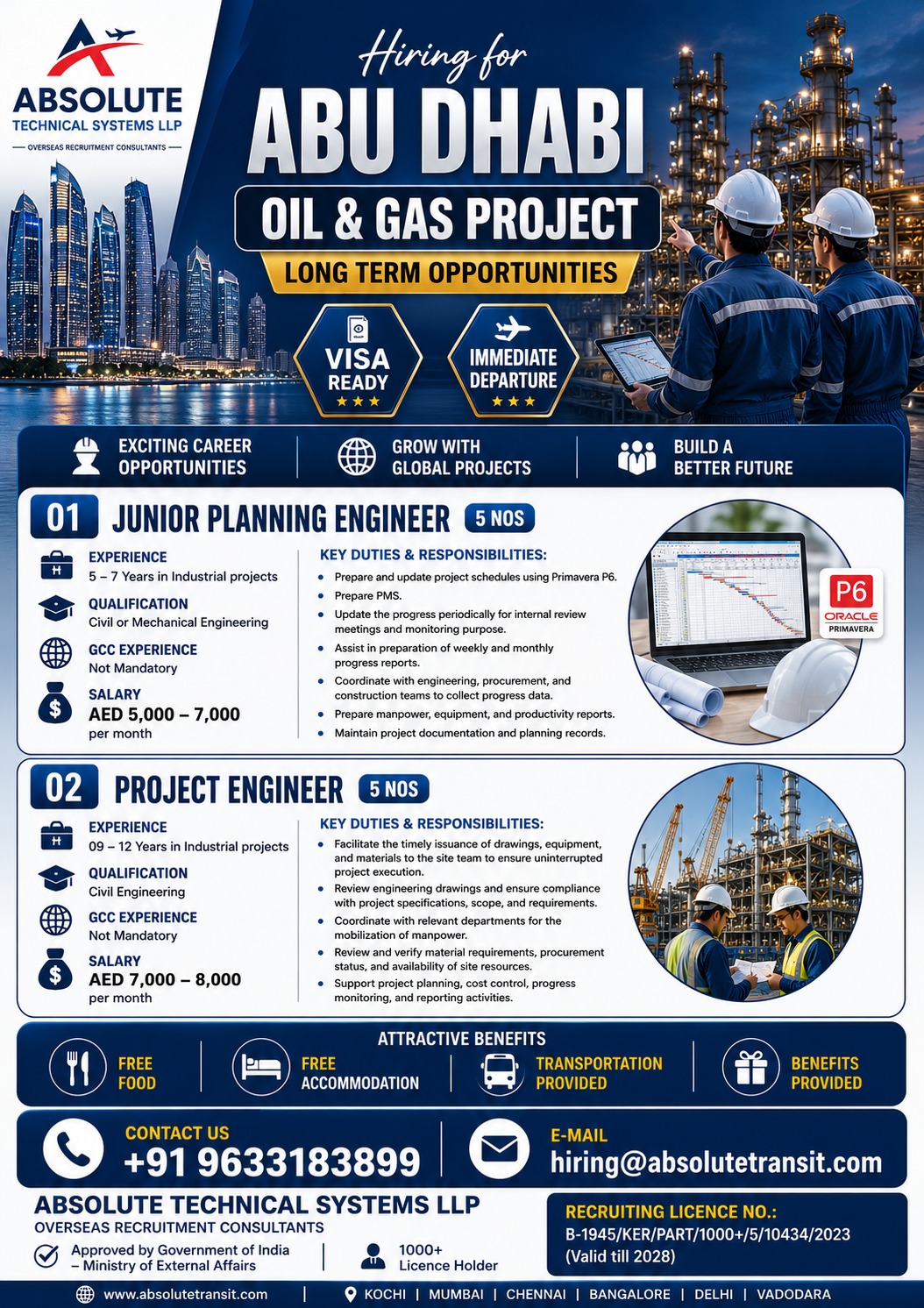 PROJECT ENGINEER & PLANNING ENGINEER - CIVIL — Absolute Technical Systems LLP, ABU DHABI, ABU DHABI