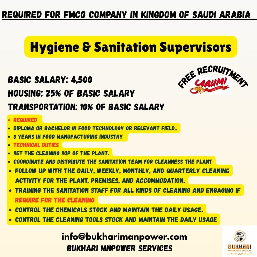 Hygiene & Sanitation Supervisors