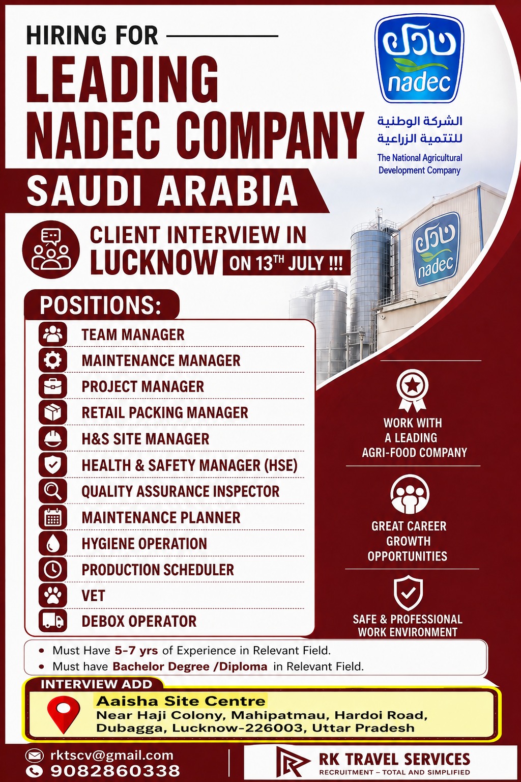 Multiple Positions - NADEC Saudi Arabia — RK Travel Services, Saudi Arabia, Saudi Arabia
