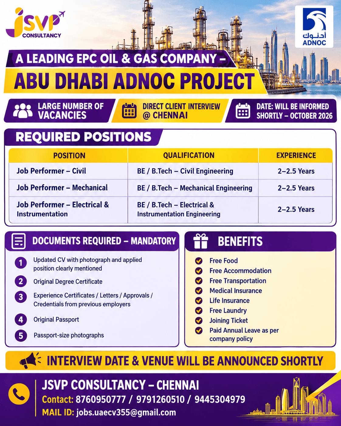 A LEADING COMPANY Abu Dhabi ADNOC Project - EPC Oil & Gas Company