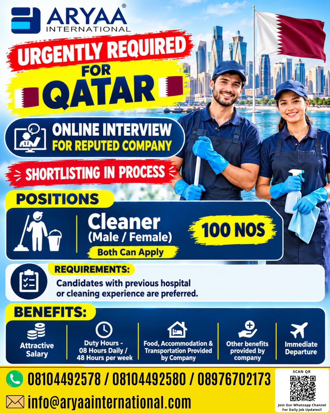 Cleaner Positions for Qatar