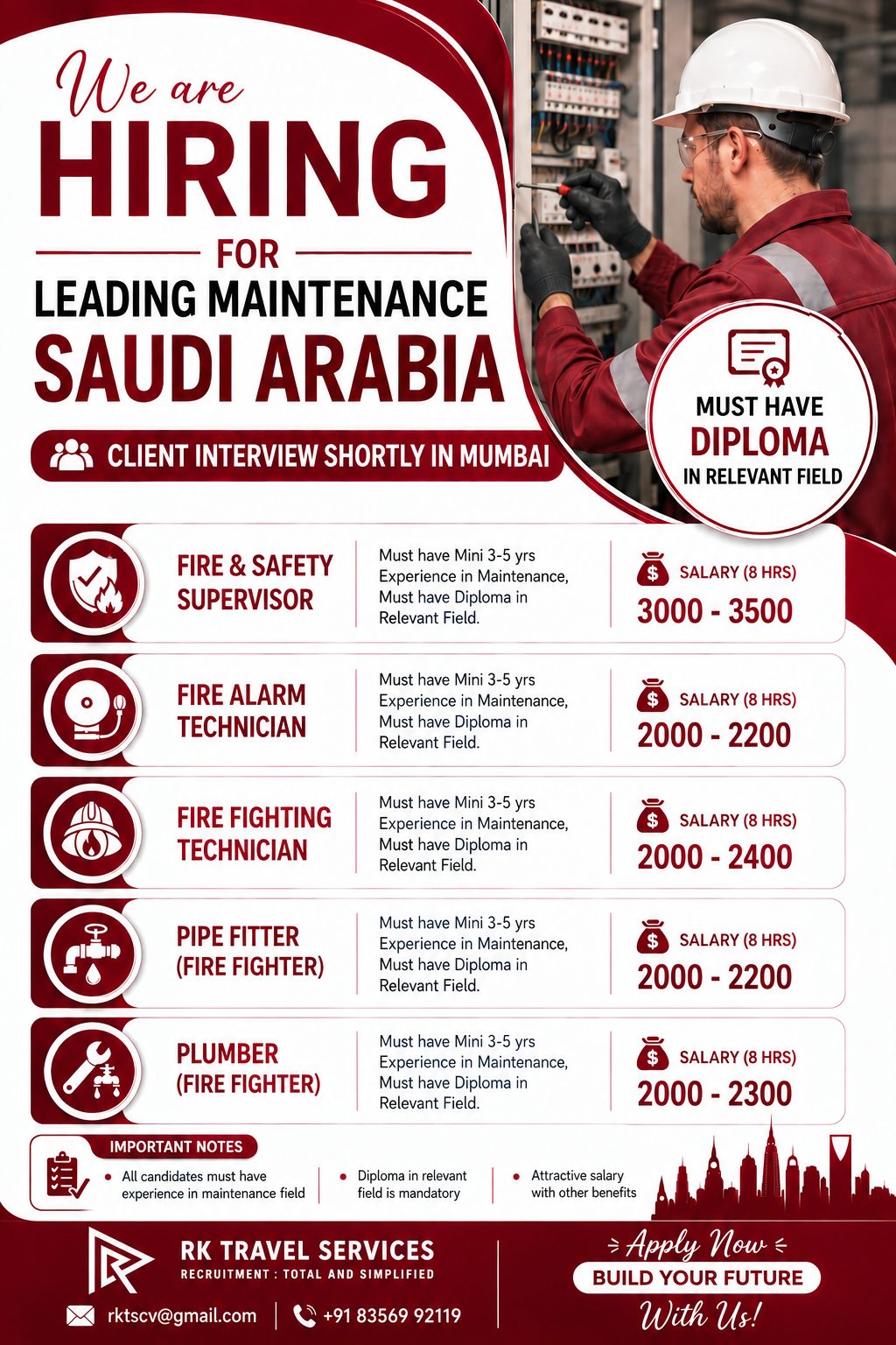 Maintenance Positions for Leading Maintenance Company