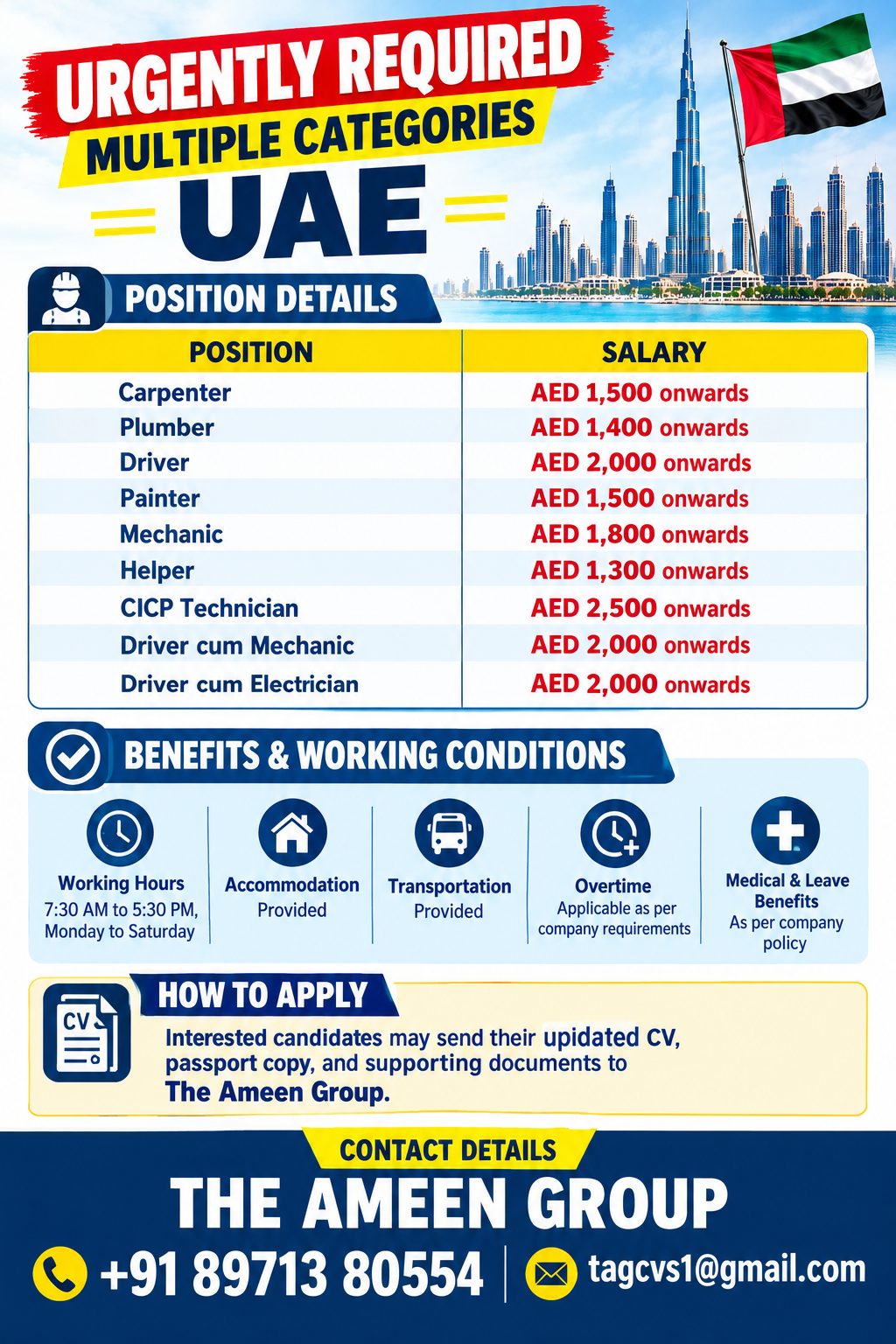 Urgently Required – Multiple Categories – UAE