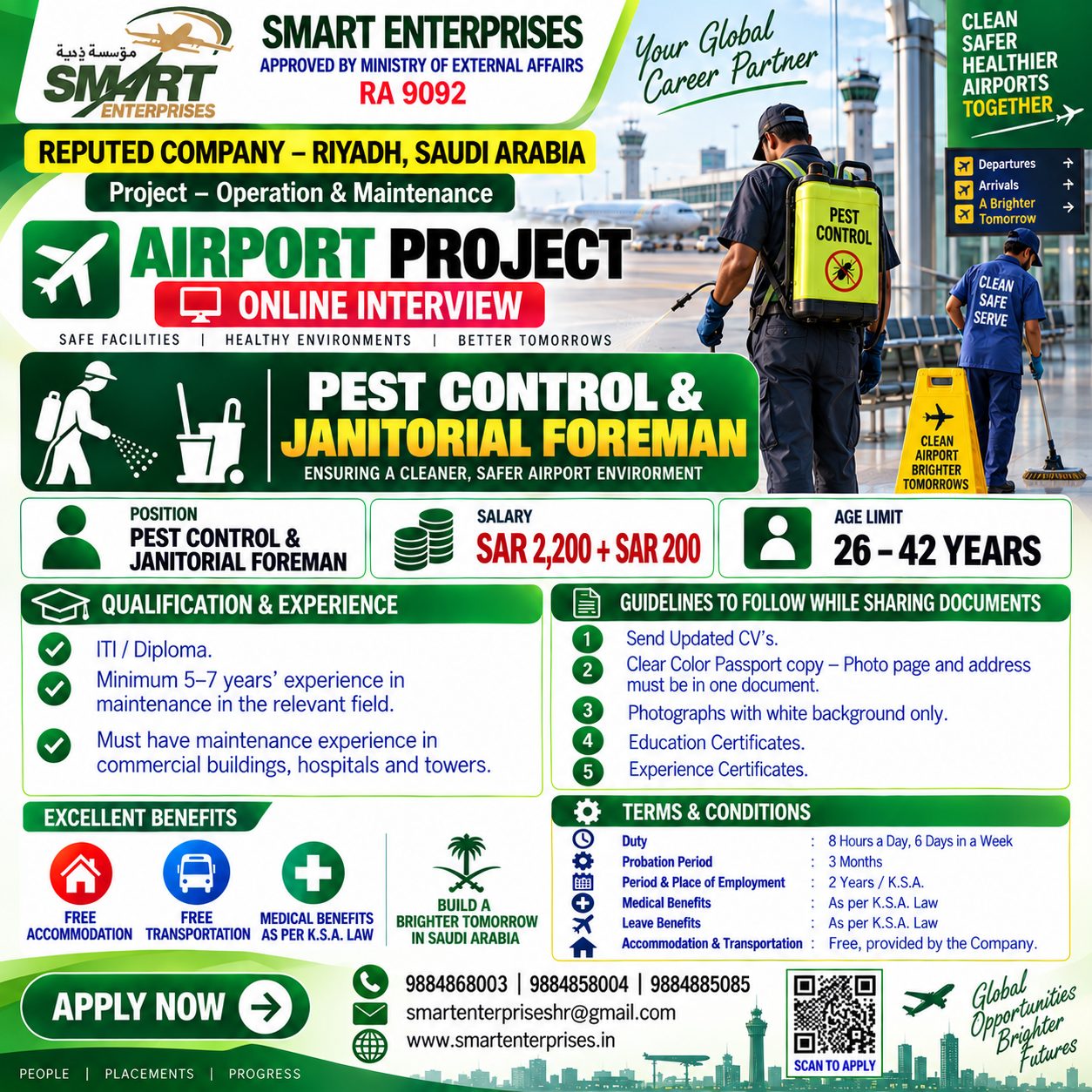 PEST CONTROL & JANITORIAL FOREMAN SAUDI ARABIA
