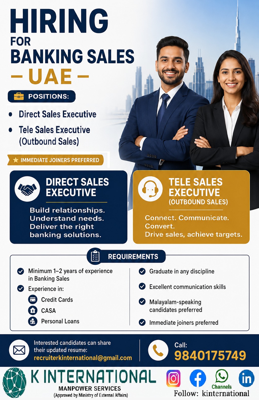 Banking Sales Positions — Murali, UAE
