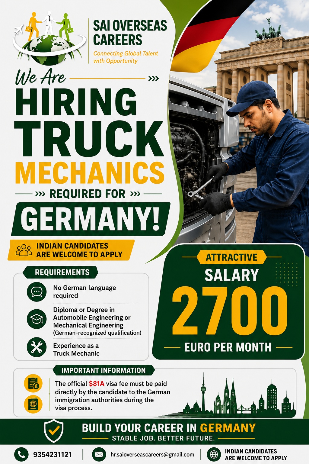 URGENT HIRING – TRUCK MECHANICS FOR GERMANY