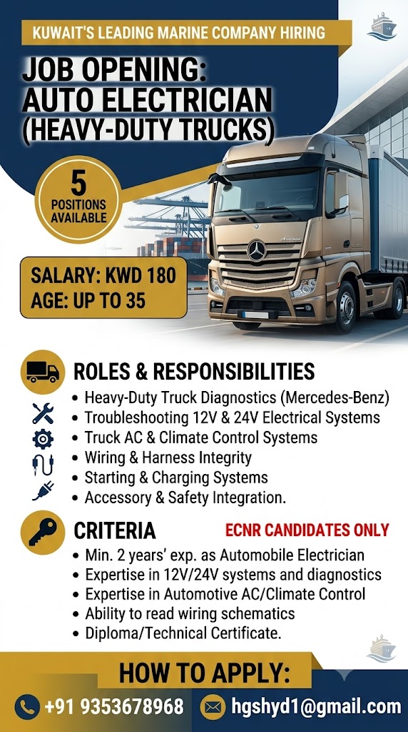 Hiring for Kuwait Leading Marine Company
