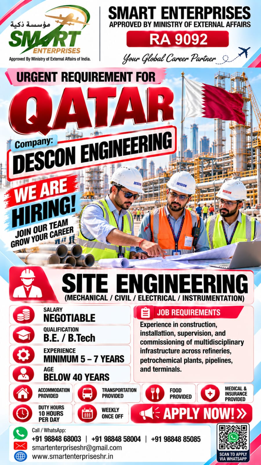 SITE ENGINEERING (MECHANICAL/CIVIL/ELECTRICAL/INSTRUMENTATION)