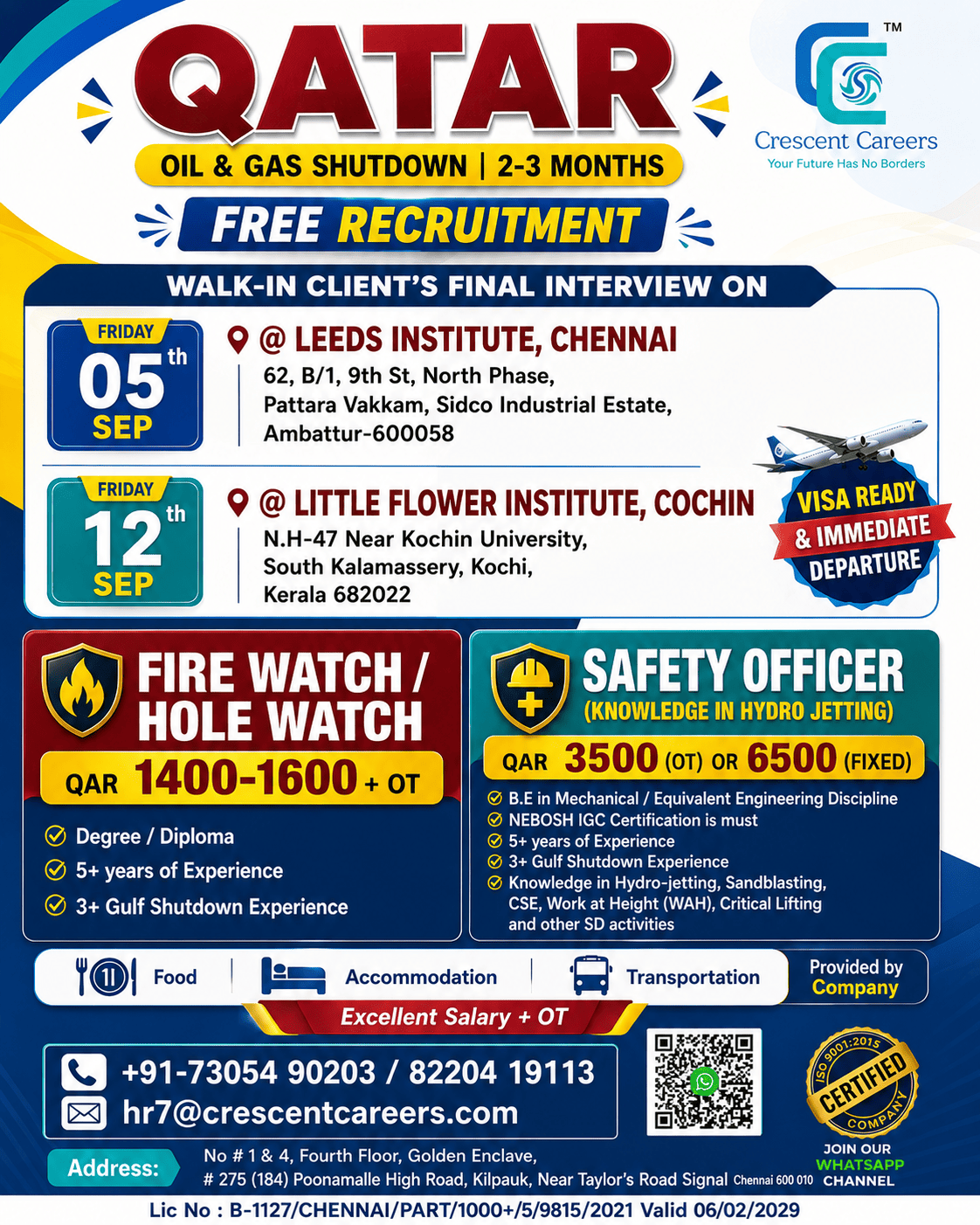 FREE RECRUITMENT - Qatar Oil & Gas Shutdown Project — Crescent Careers, Qatar, Qatar