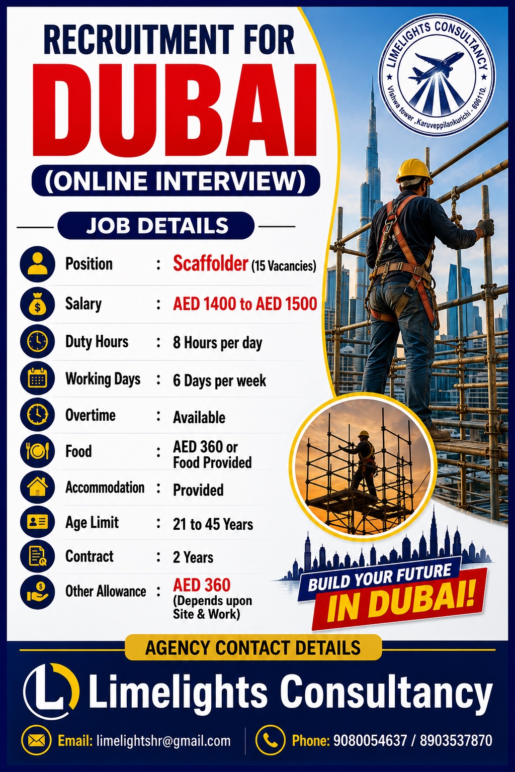 Recruitment for Dubai — Limelights consultant, United Arab Emirates