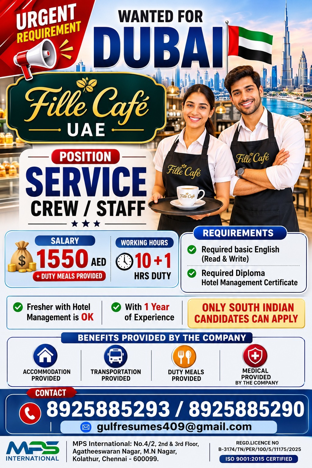 Service Crew / Staff — MPS INTERNATIONAL, United Arab Emirates, United Arab Emirates