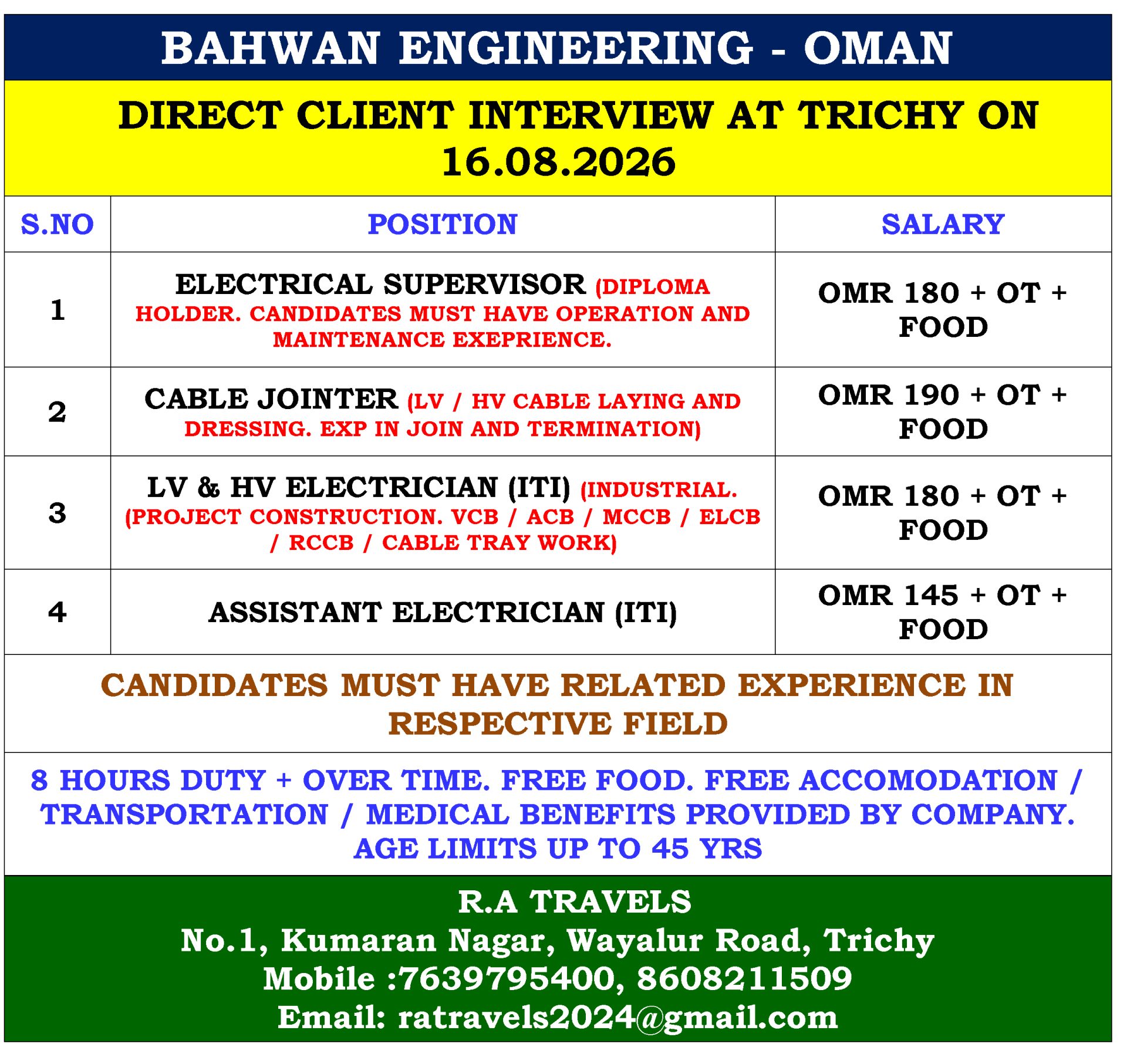 SUPERVISOR / ELECTRICIAN