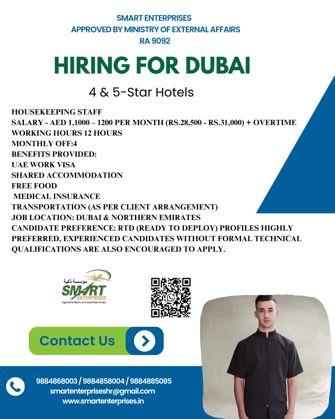 Housekeeping Staff — smartenterpriseshr@gmail.com, DUBAI, DUBAI