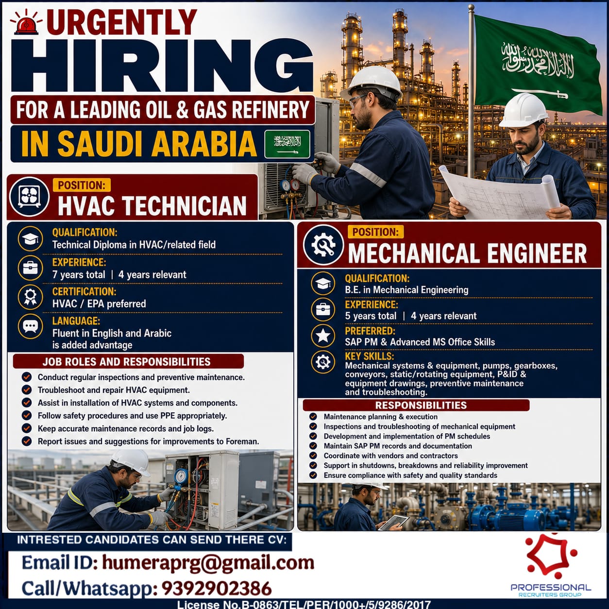 Hiring for Oil & Gas Refinery