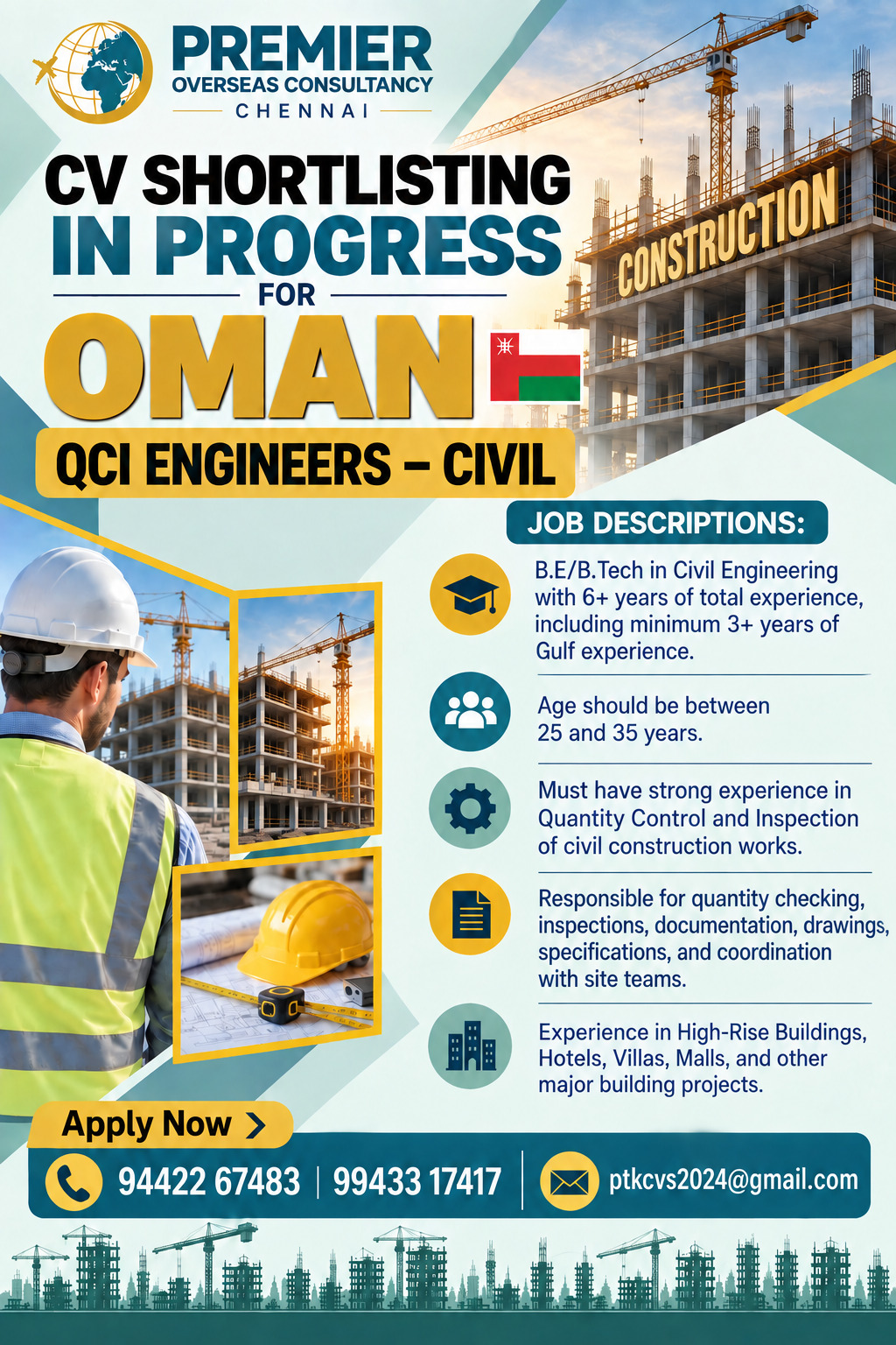 QCI Engineers - Civil — Premier Travels, Oman, Oman