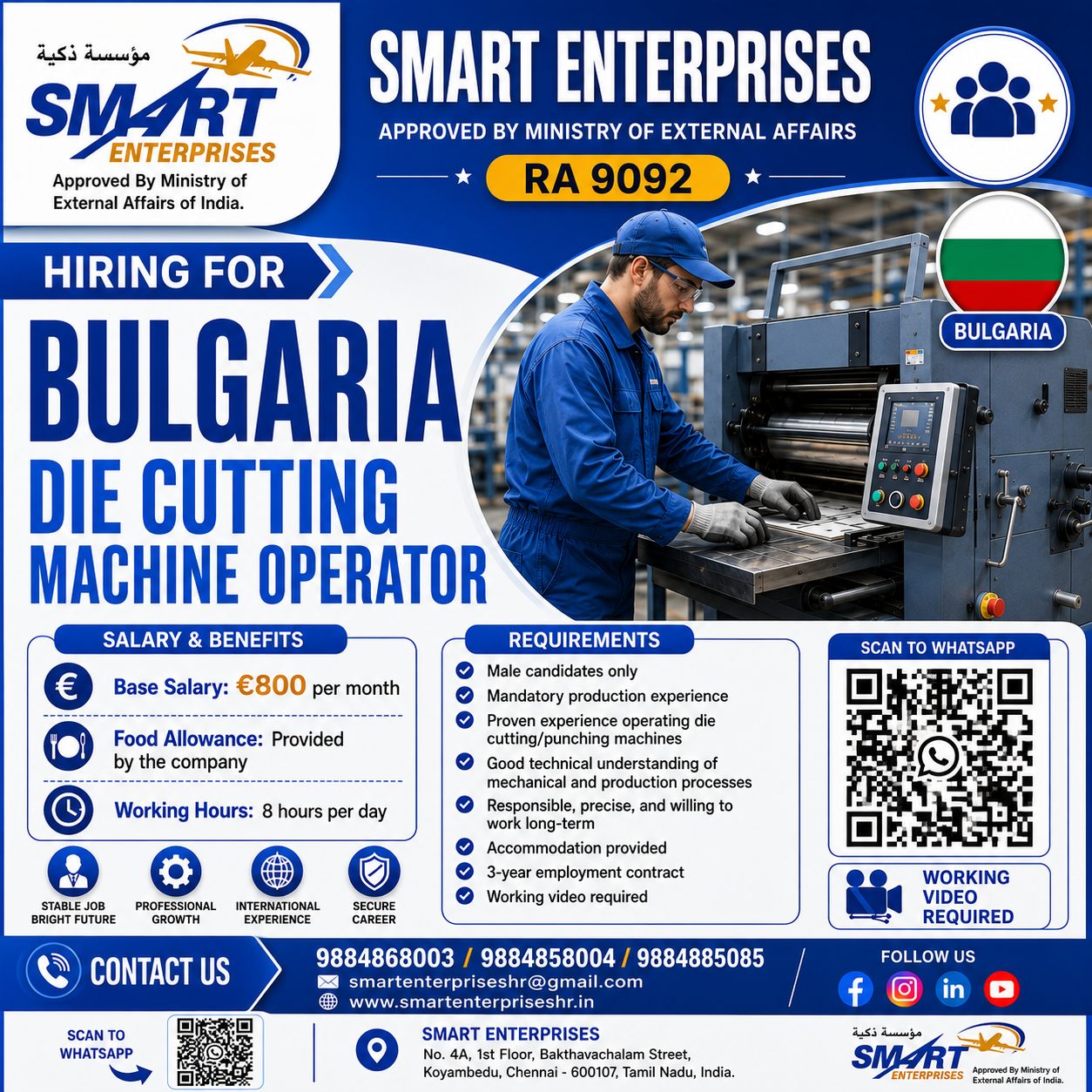 Die Cutting Machine Operator — smartenterpriseshr@gmail.com, BULGARIA, BULGARIA