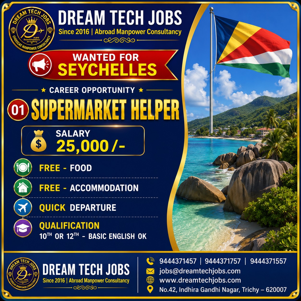 Supermarket Helper — DREAM TECH JOBS -TRICHY, Seychelles, Seychelles