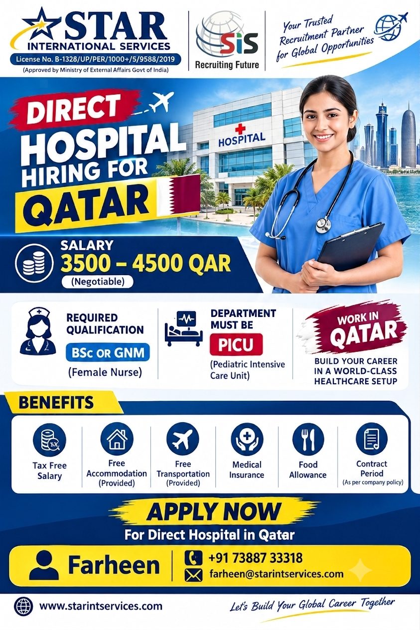 Female Nurse - PICU — Star International Services, Qatar