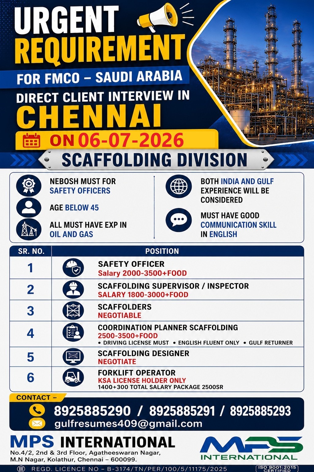 Scaffolding Division - FMCO Saudi Arabia — MPS INTERNATIONAL, Saudi Arabia, Saudi Arabia