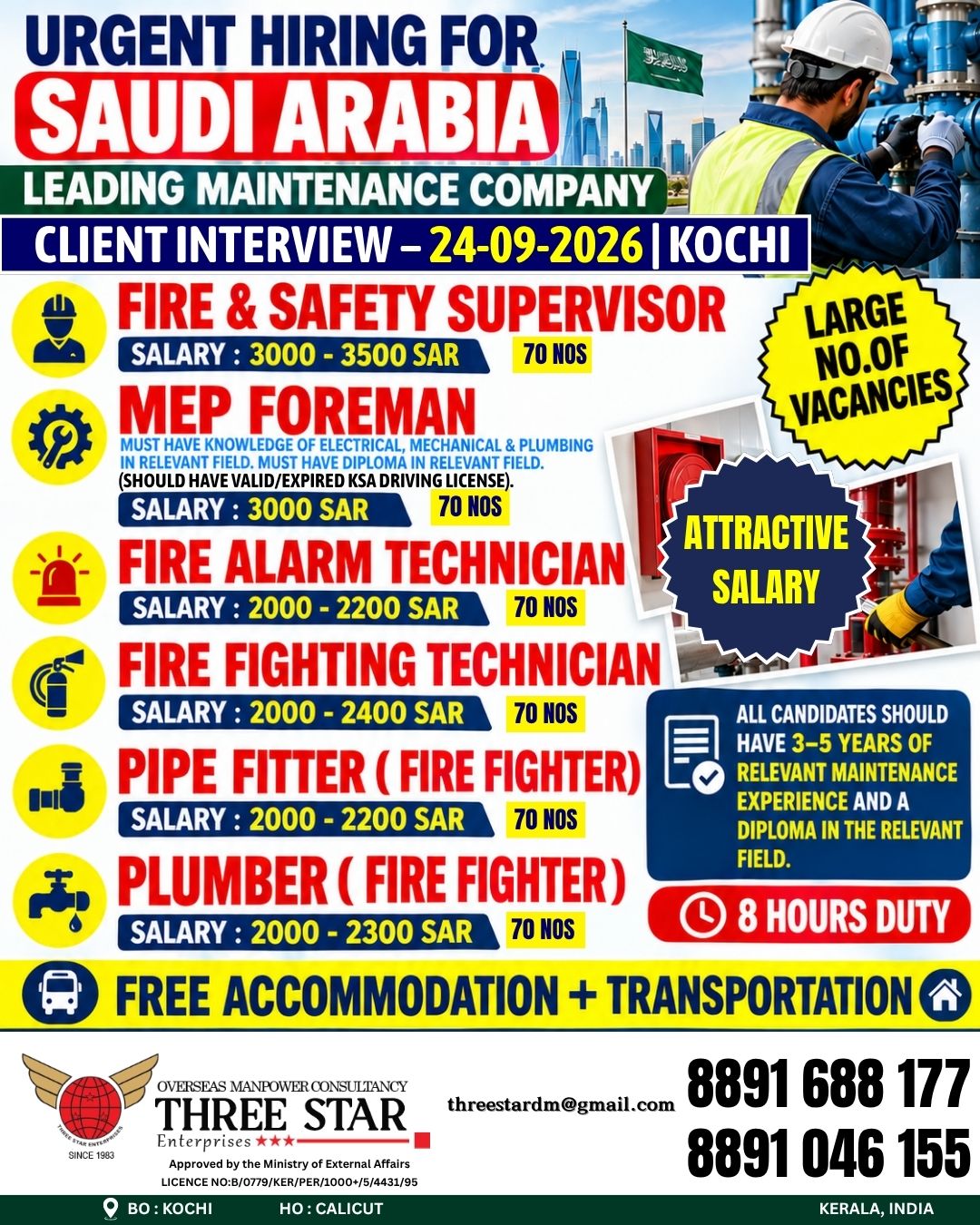 Urgent Hiring for Saudi Arabia - Leading Maintenance Company