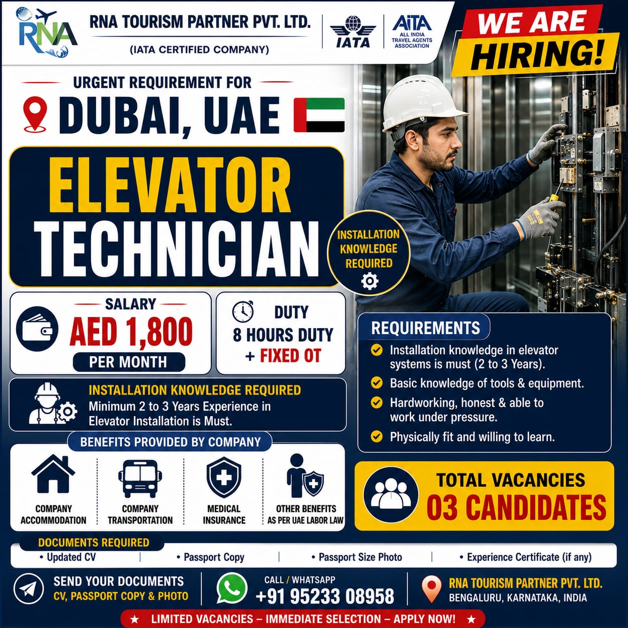 Elevator installation technician