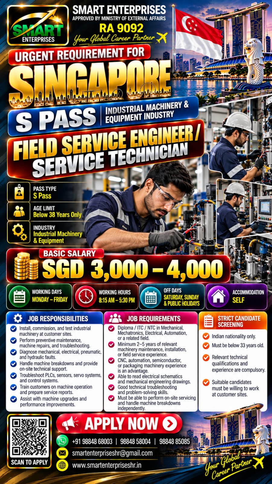 FIELD SERVICE ENGINEER / SERVICE TECHNICIAN  SINGAPORE
