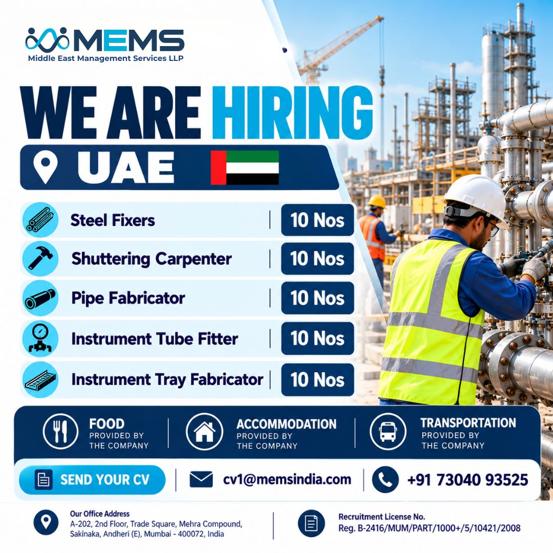 Hiring skilled tradesmen for a long-term project.