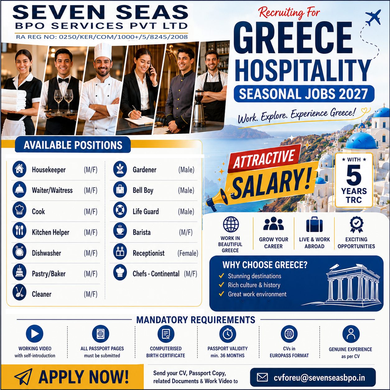 HOSPITALITY JOBS IN GREECE
