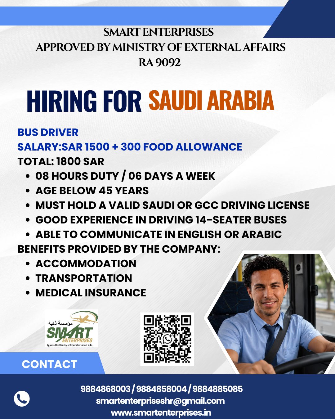 BUS DRIVER — smartenterpriseshr@gmail.com, SAUDI ARABIA, SAUDI ARABIA